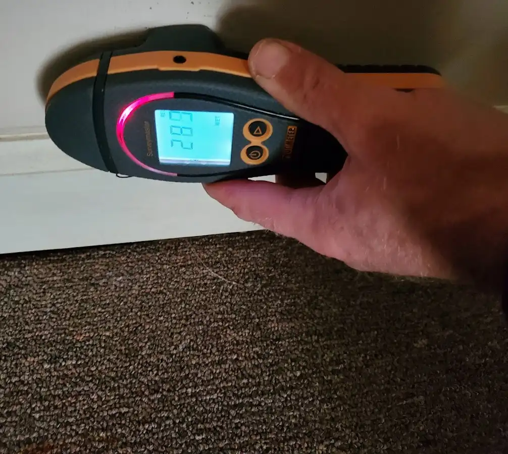 Moisture detection at baseboard during Burst Pipe Cleanup in Monmouth